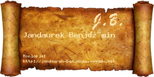 Jandaurek Benjámin névjegykártya